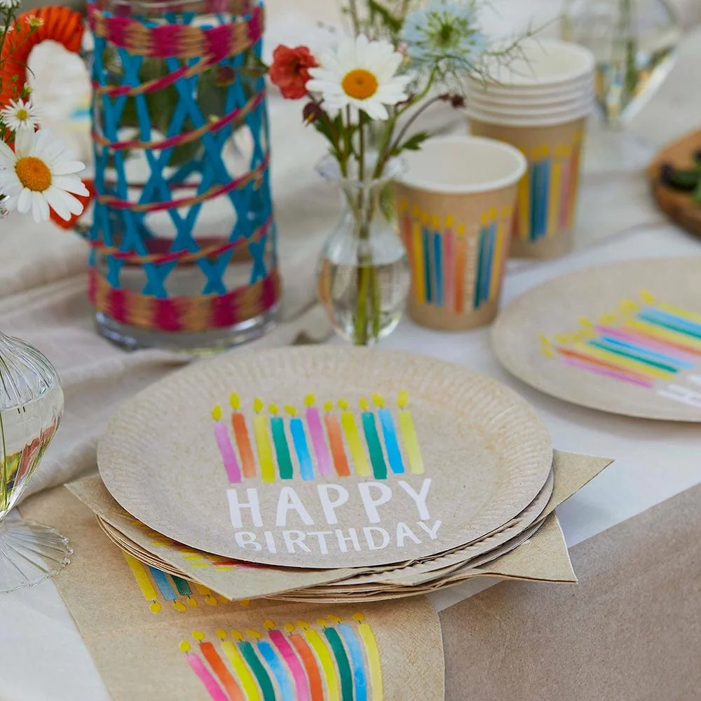 Happy Birthday Eco Paper Plates - 12 Pack - Image 2