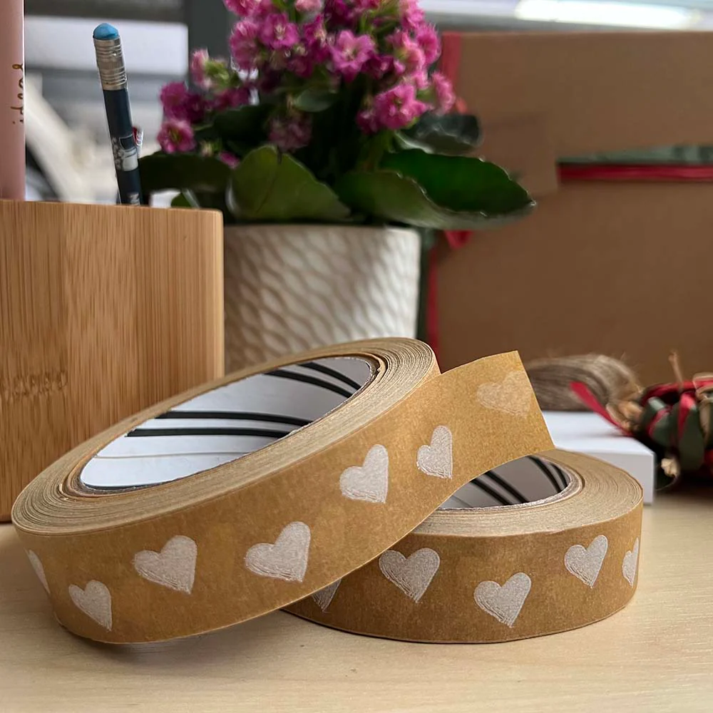 Heart Biodegradable Paper Tape 24mm x 50m - Image 2