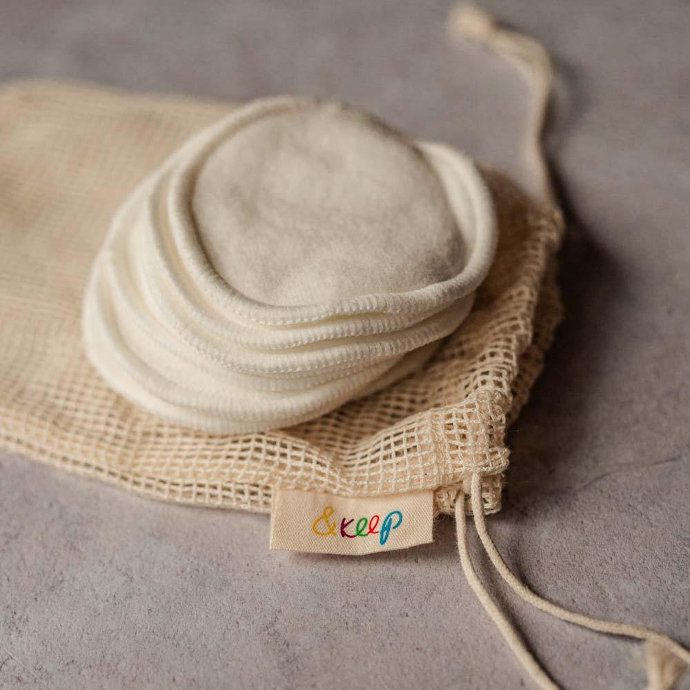 &Keep 10 Reusable Bamboo Make-Up Pads in Cotton Bag + Wash Bag - Image 4