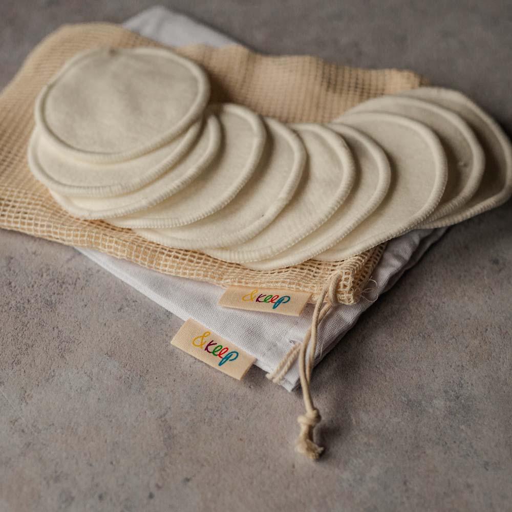 &Keep 10 Reusable Bamboo Make-Up Pads in Cotton Bag + Wash Bag - Image 5