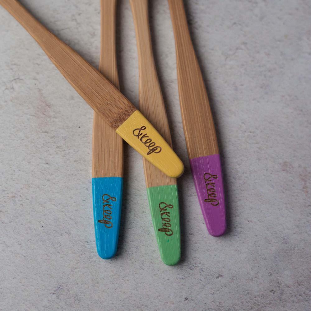&Keep Children's Bamboo Toothbrushes - Pack of 4 Rainbow - Image 5
