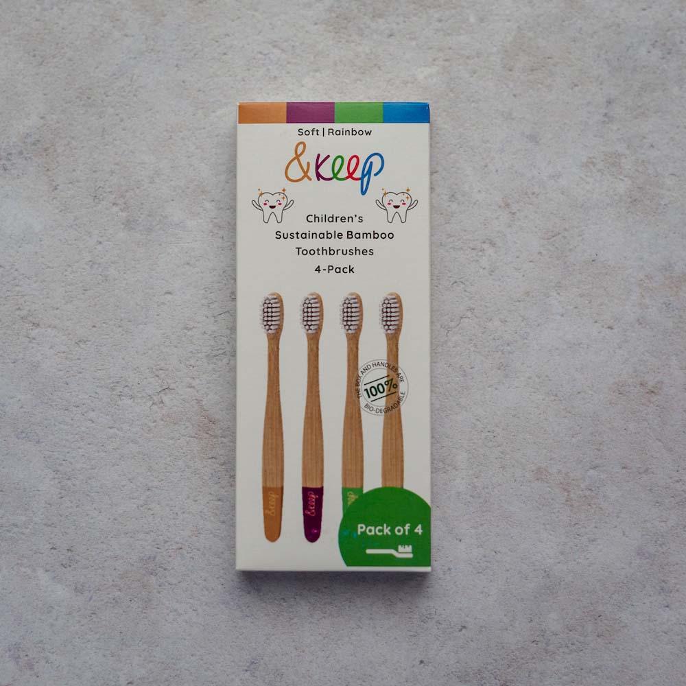 &Keep Children's Bamboo Toothbrushes - Pack of 4 Rainbow - Image 6