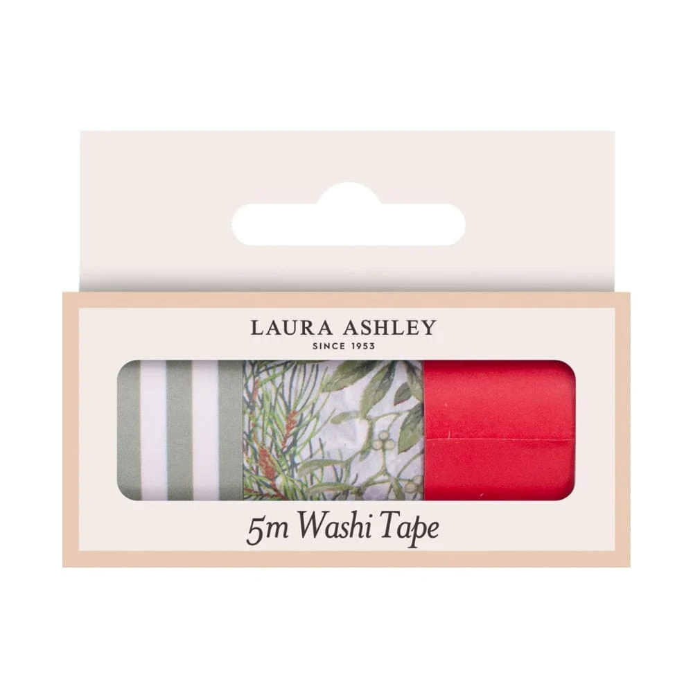 Laura Ashley Festive Botanicals Washi Tape 25mm x 5m - Pack of 3
