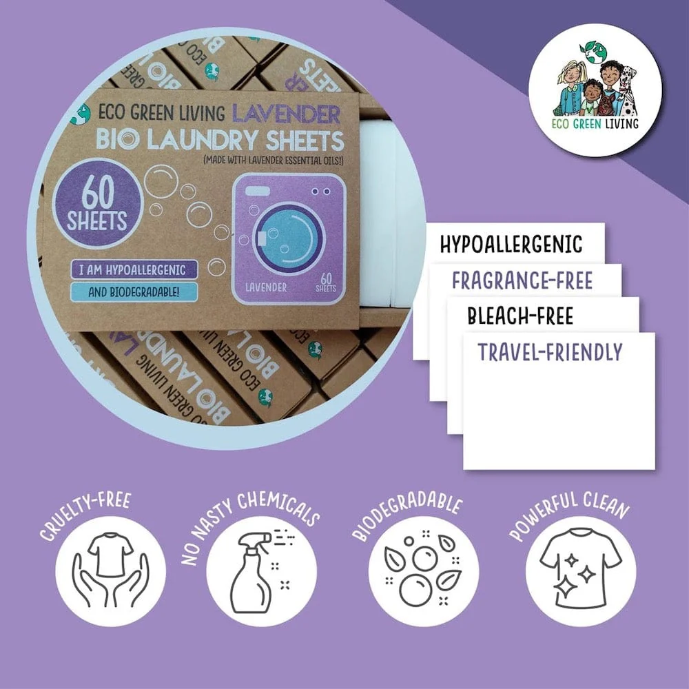 Lavender Non-Bio Laundry Detergent Sheets (60) by Eco Green Living - Image 4