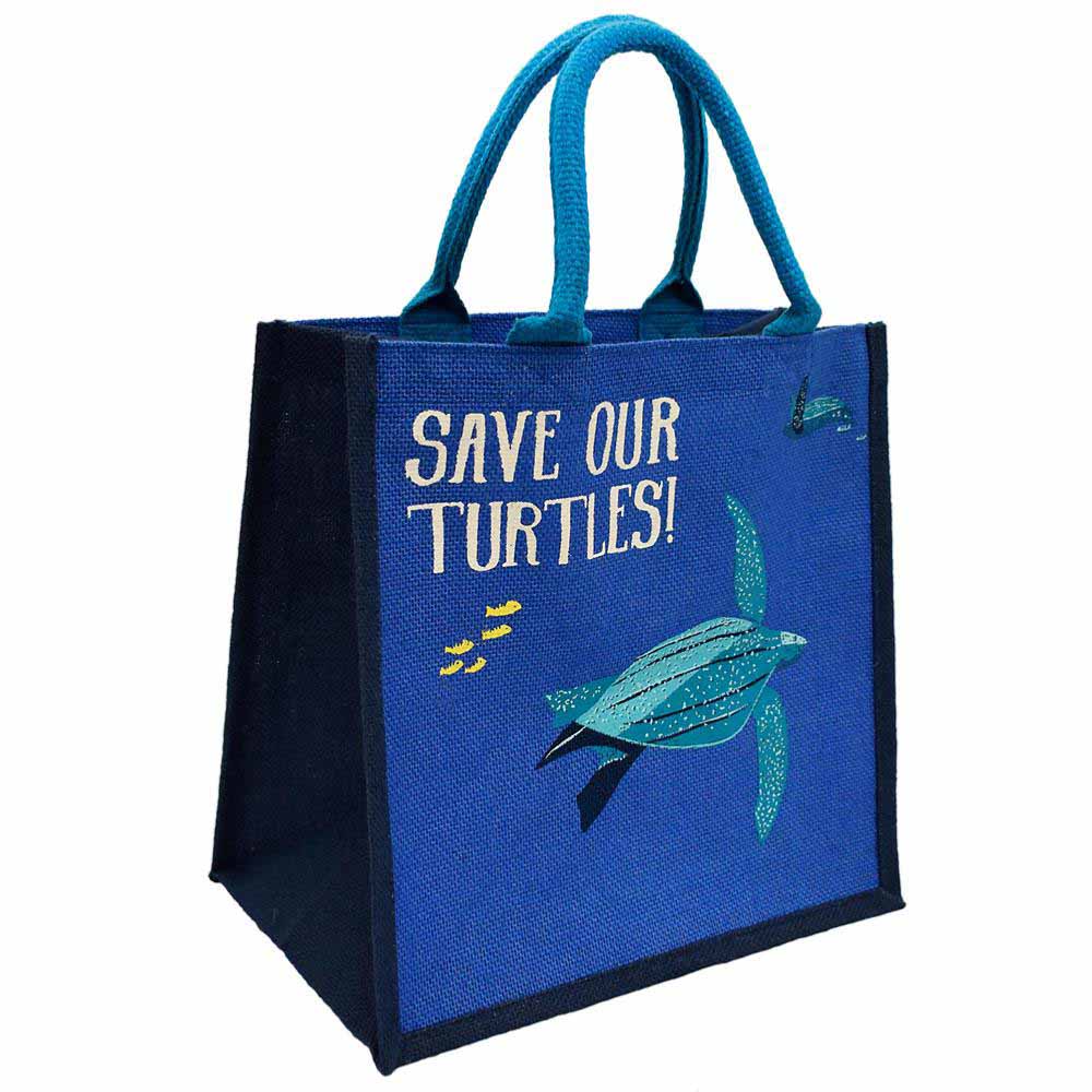 Medium Jute Bag by Shared Earth - Save Our Turtles