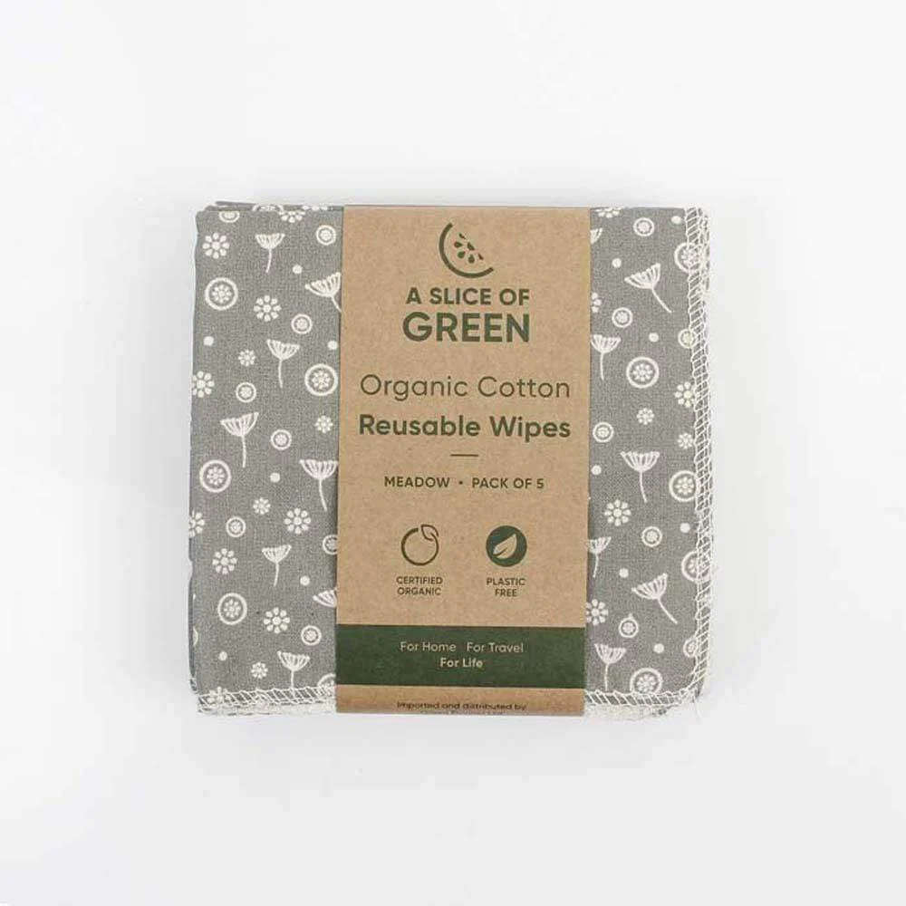 Organic Cotton Reusable Wipes - Meadow - Pack of 5 - Image 4