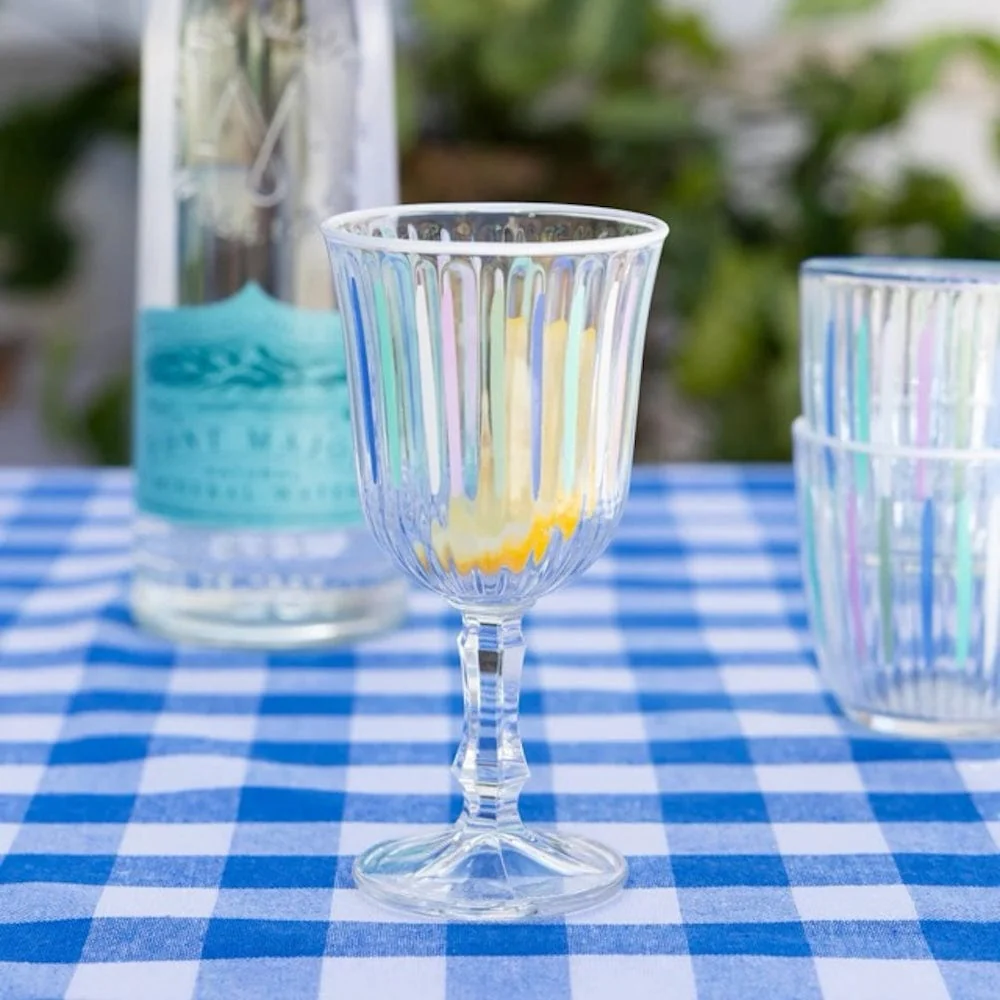 Pair of Blue & White Striped Glass Tumblers - Image 6
