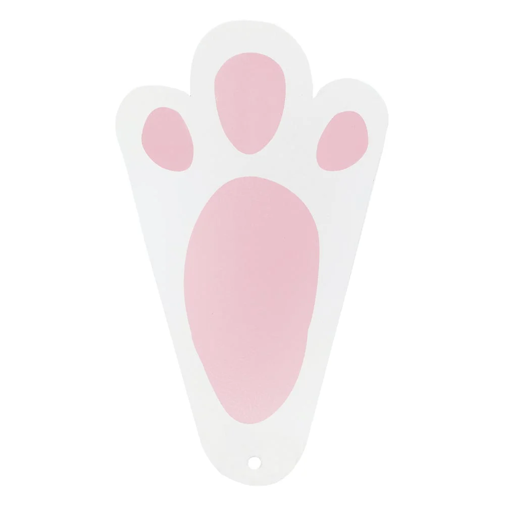 Pink & White Wooden Bunny Footprint Decorations - 6 Pack - Image 2