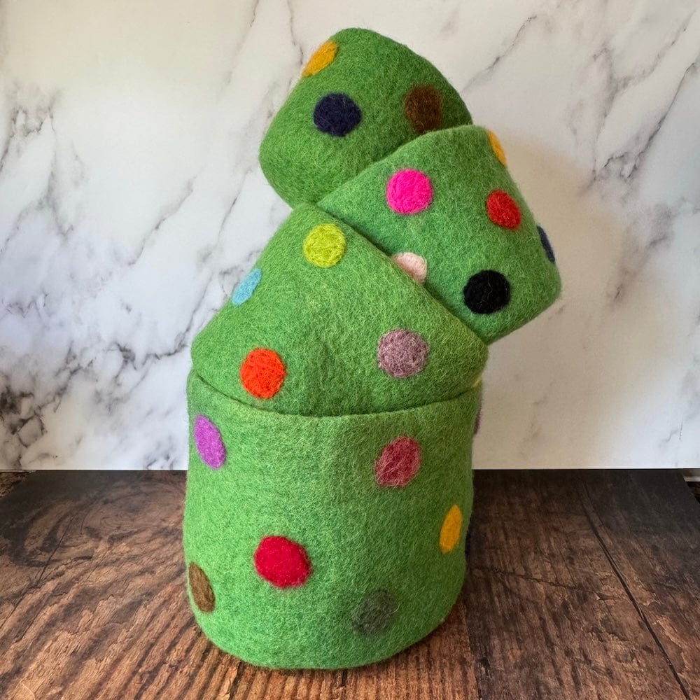 Polka Dot Wool Felt Plant Pot Cover - Emerald Green - Image 7