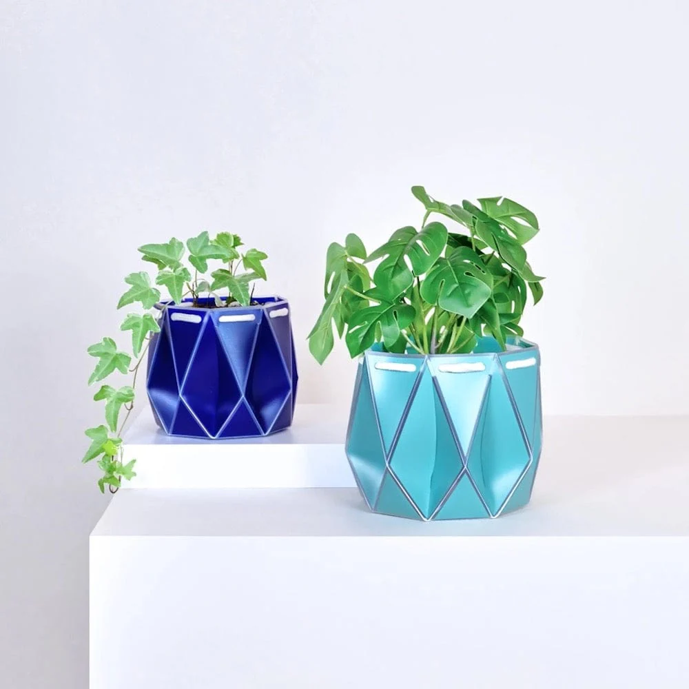 POTR Self Watering Origami Plant Pot - Aqua Blue - Image 4