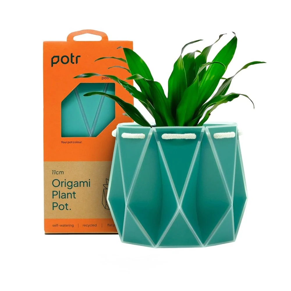 POTR Self Watering Origami Plant Pot - Aqua Blue - Image 6