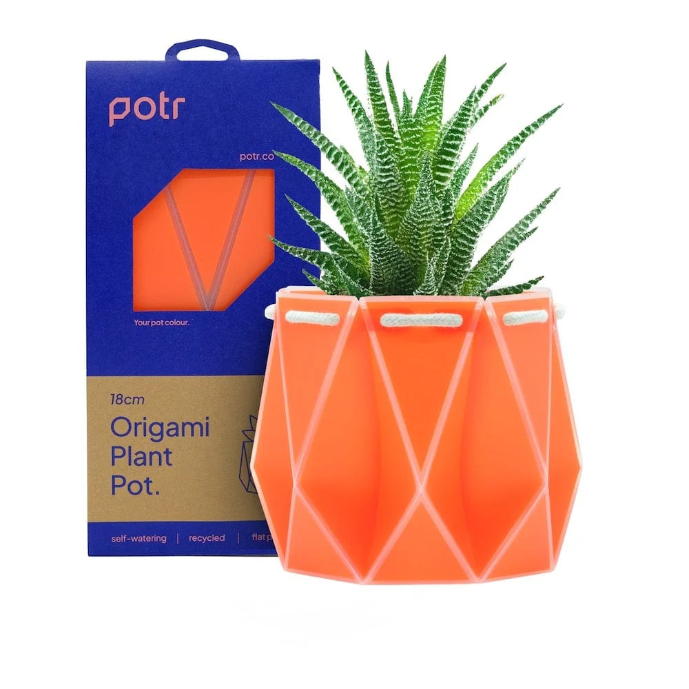 POTR Self Watering Origami Plant Pot - Coral - Image 2