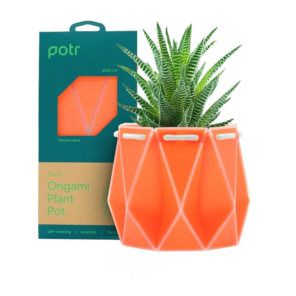 POTR Self Watering Origami Plant Pot - Coral - Image 3