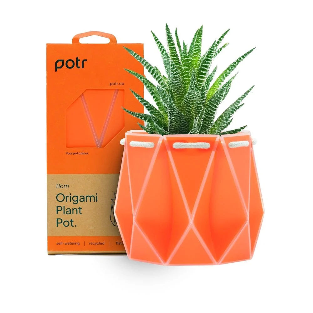 POTR Self Watering Origami Plant Pot - Coral - Image 4