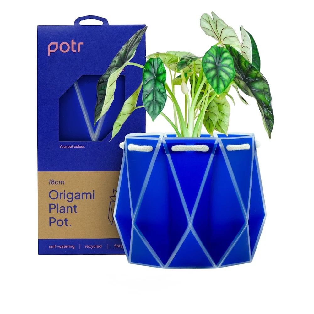POTR Self Watering Origami Plant Pot - Navy - Image 3