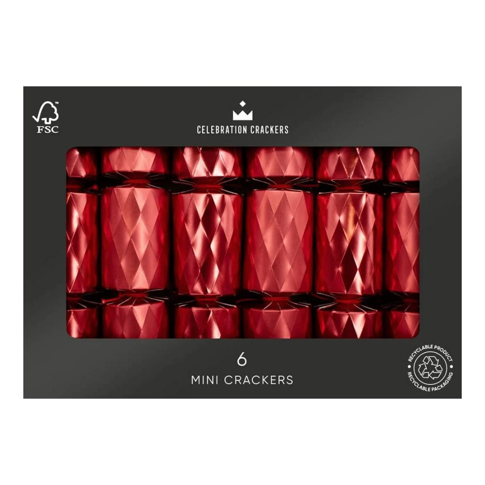 Red Diamond Mini Christmas Crackers Box of 6
