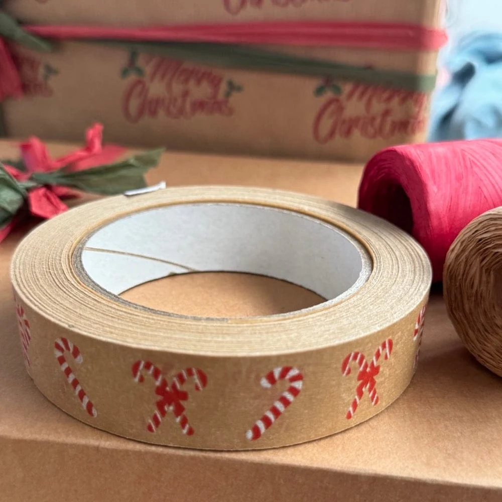 Red & White Festive Paper Tape 24mm x 50m - Image 5