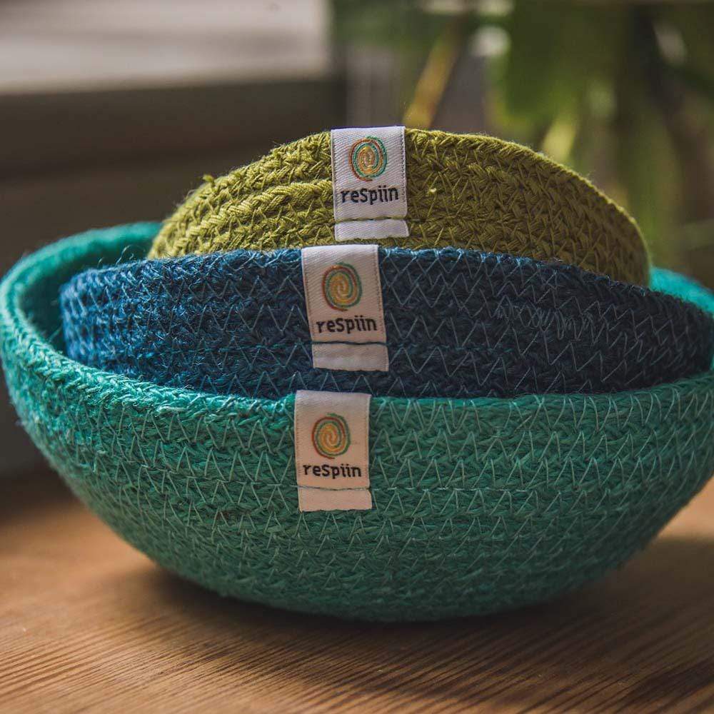 Respiin Jute Mini Bowl Set - Ocean - Image 6