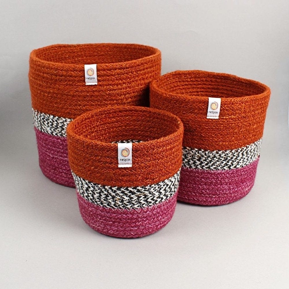 Respiin Jute ZigZag Basket Set – Fire - Image 3