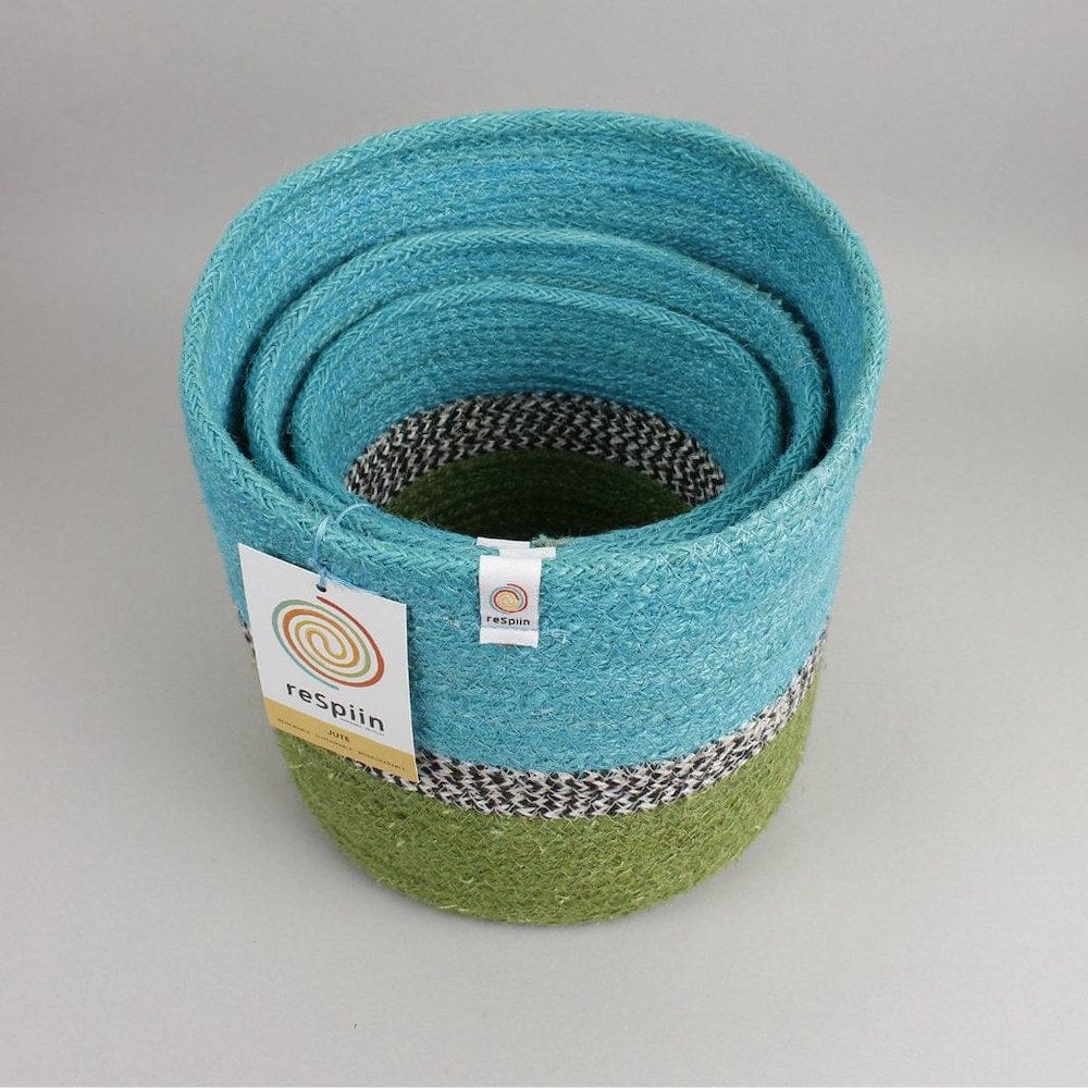 Respiin Jute ZigZag Basket Set – Ocean - Image 3