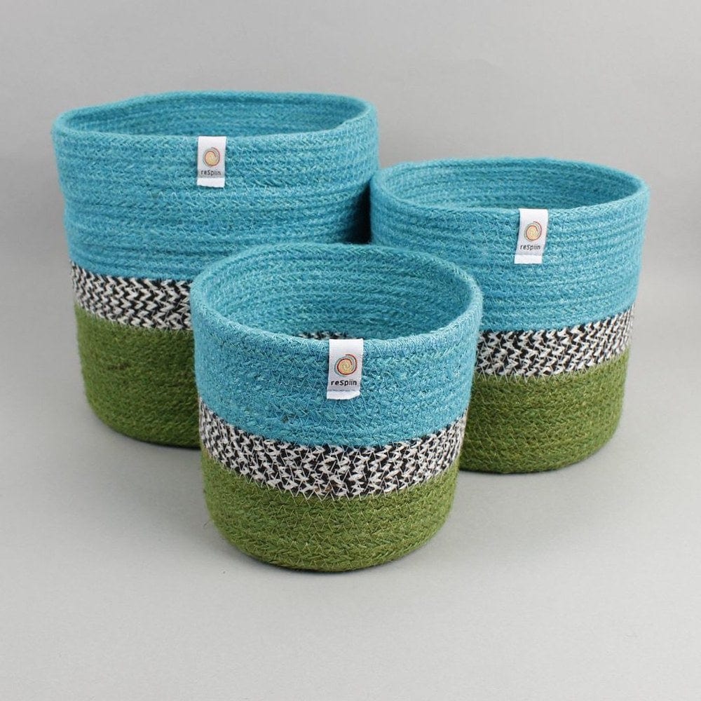 Respiin Jute ZigZag Basket Set – Ocean - Image 4