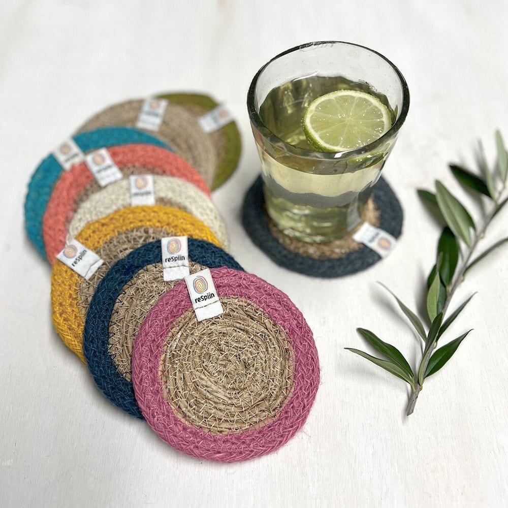 Respiin Round Seagrass & Jute Coaster