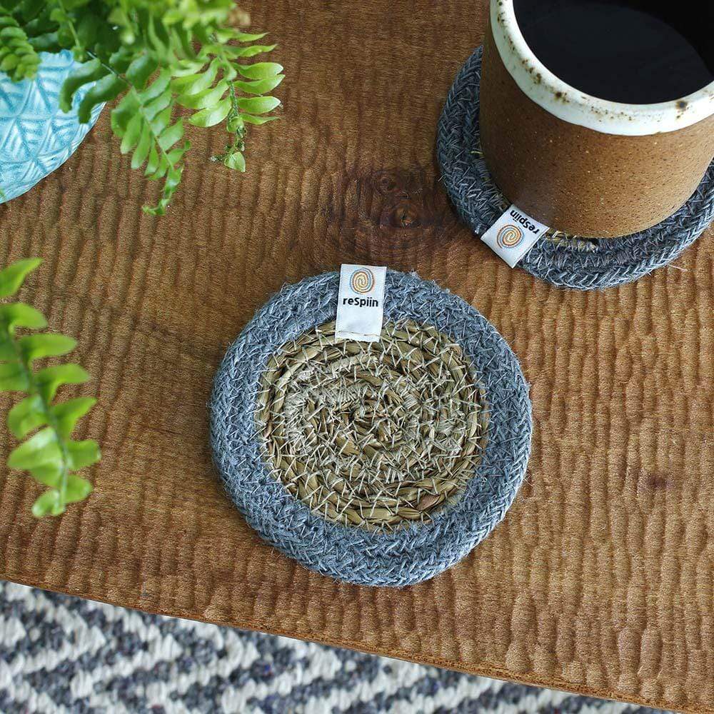 Respiin Round Seagrass & Jute Coaster - Image 3