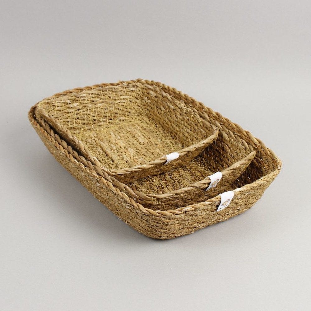 Respiin Seagrass Rectangular Basket Set – Natural - Image 2