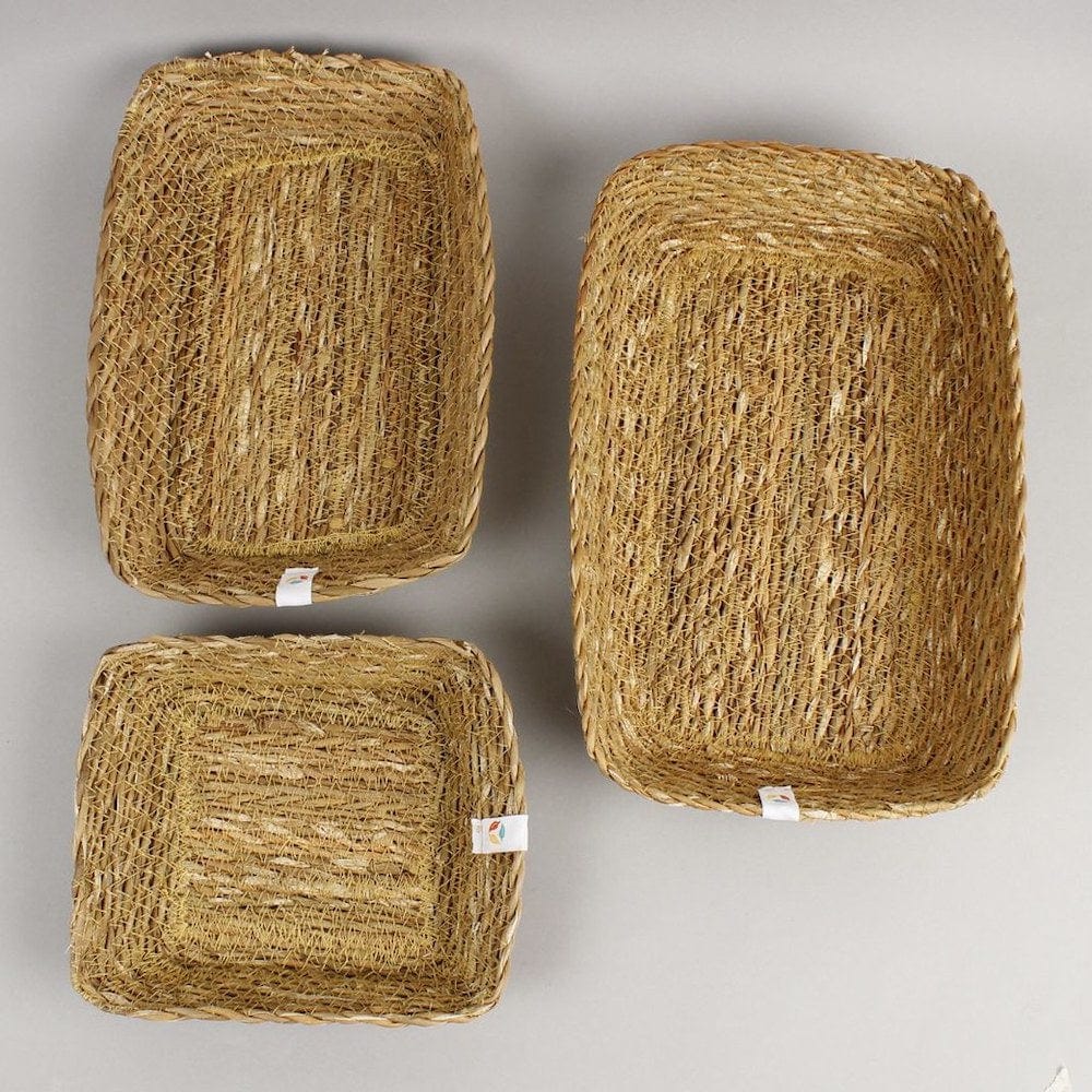 Respiin Seagrass Rectangular Basket Set – Natural - Image 4