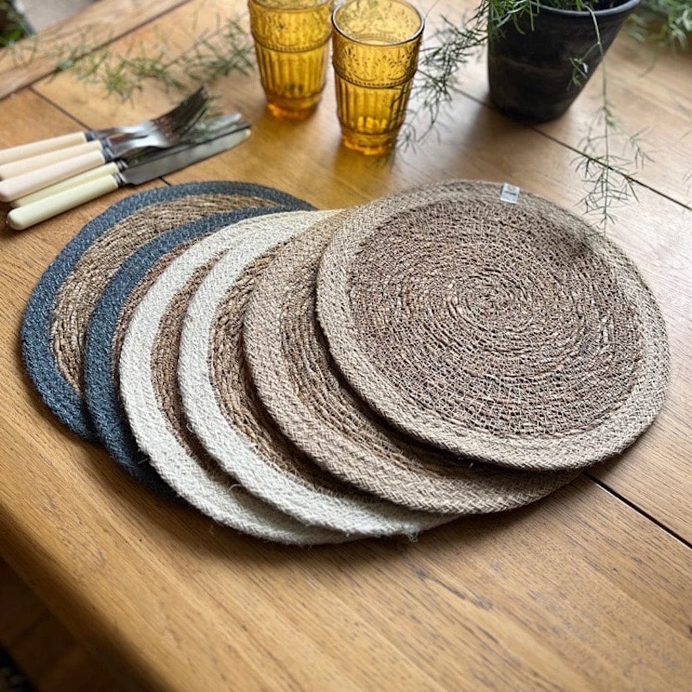 Respiin Set of 6 Seagrass & Jute Tablemats - Naturals