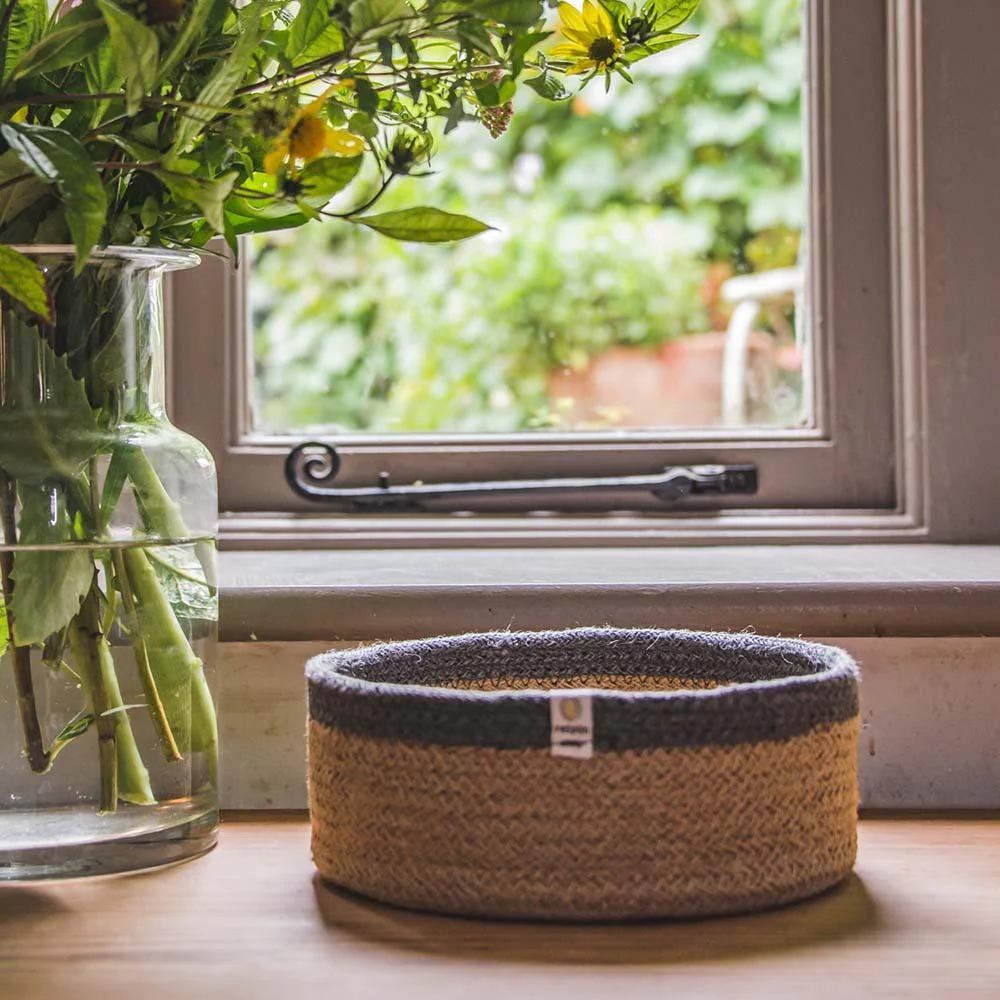 Respiin Shallow Jute Basket - Grey Set of 2 Sizes - Image 4