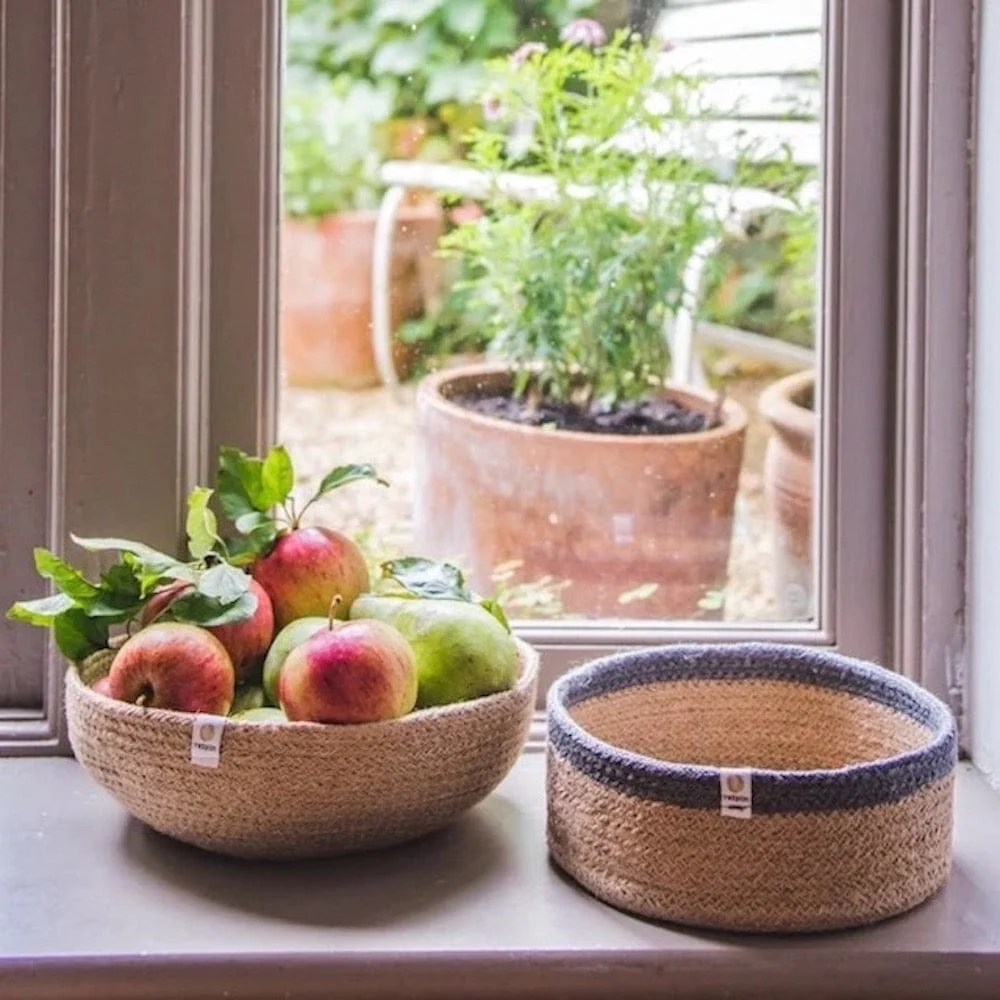 Respiin Shallow Jute Basket - Grey Set of 2 Sizes - Image 8