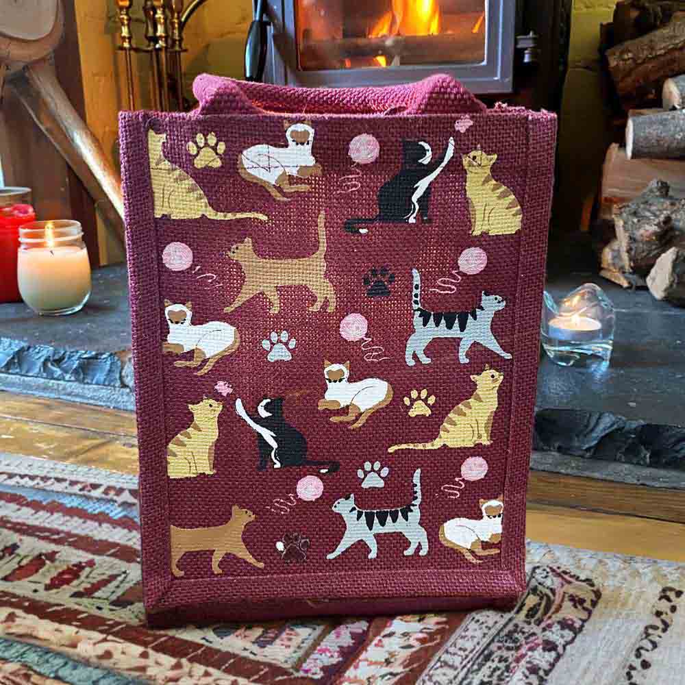 Small Jute Bag by Shared Earth - Cats - Image 2