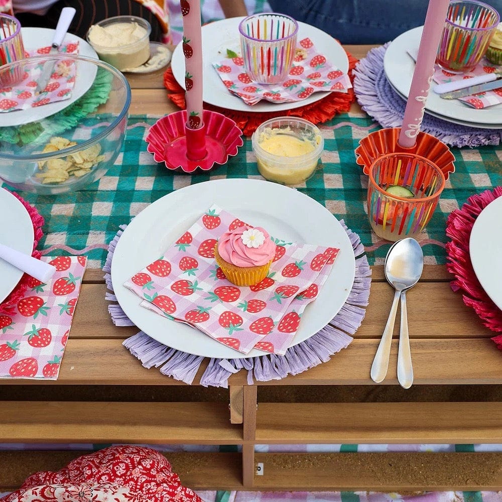 Strawberry Lilac Gingham Paper Napkins - 20 Pack - Image 2