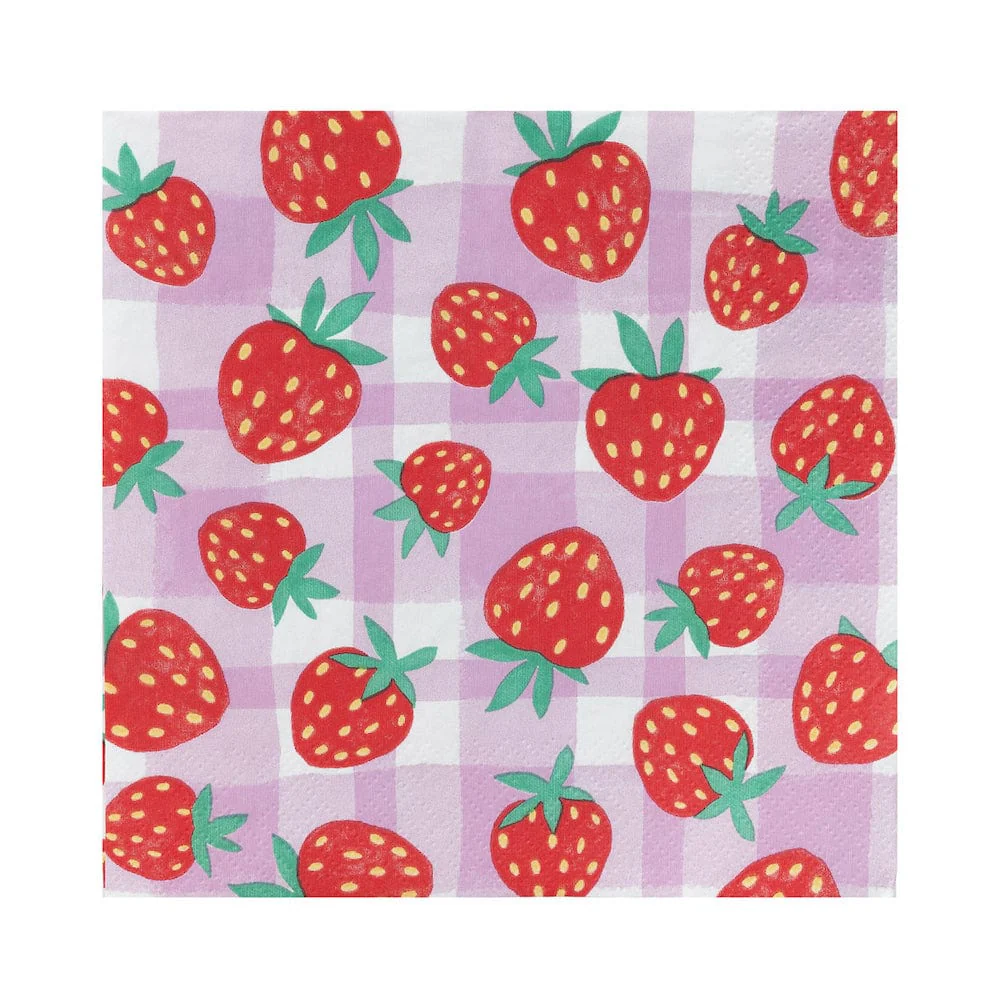 Strawberry Lilac Gingham Paper Napkins - 20 Pack - Image 5