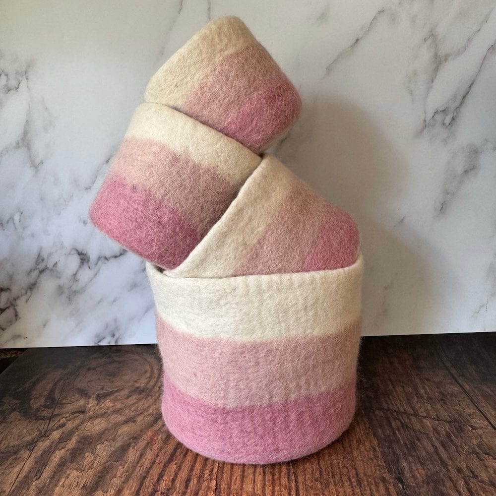 Striped Wool Felt Plant Pot Cover - Pinks - Image 8