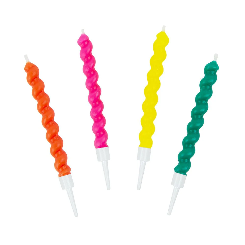 Colourful Bright Twirl Birthday Candles - 8 Pack