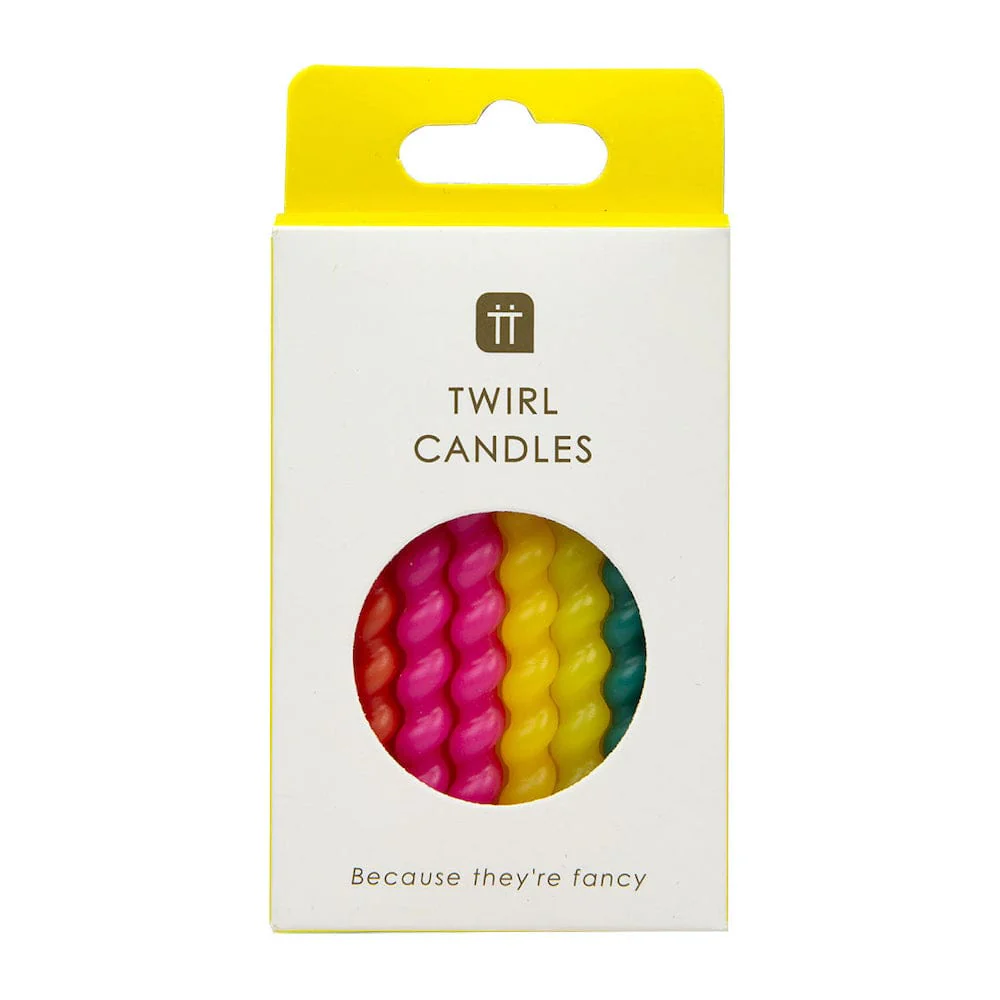 Colourful Bright Twirl Birthday Candles - 8 Pack - Image 3