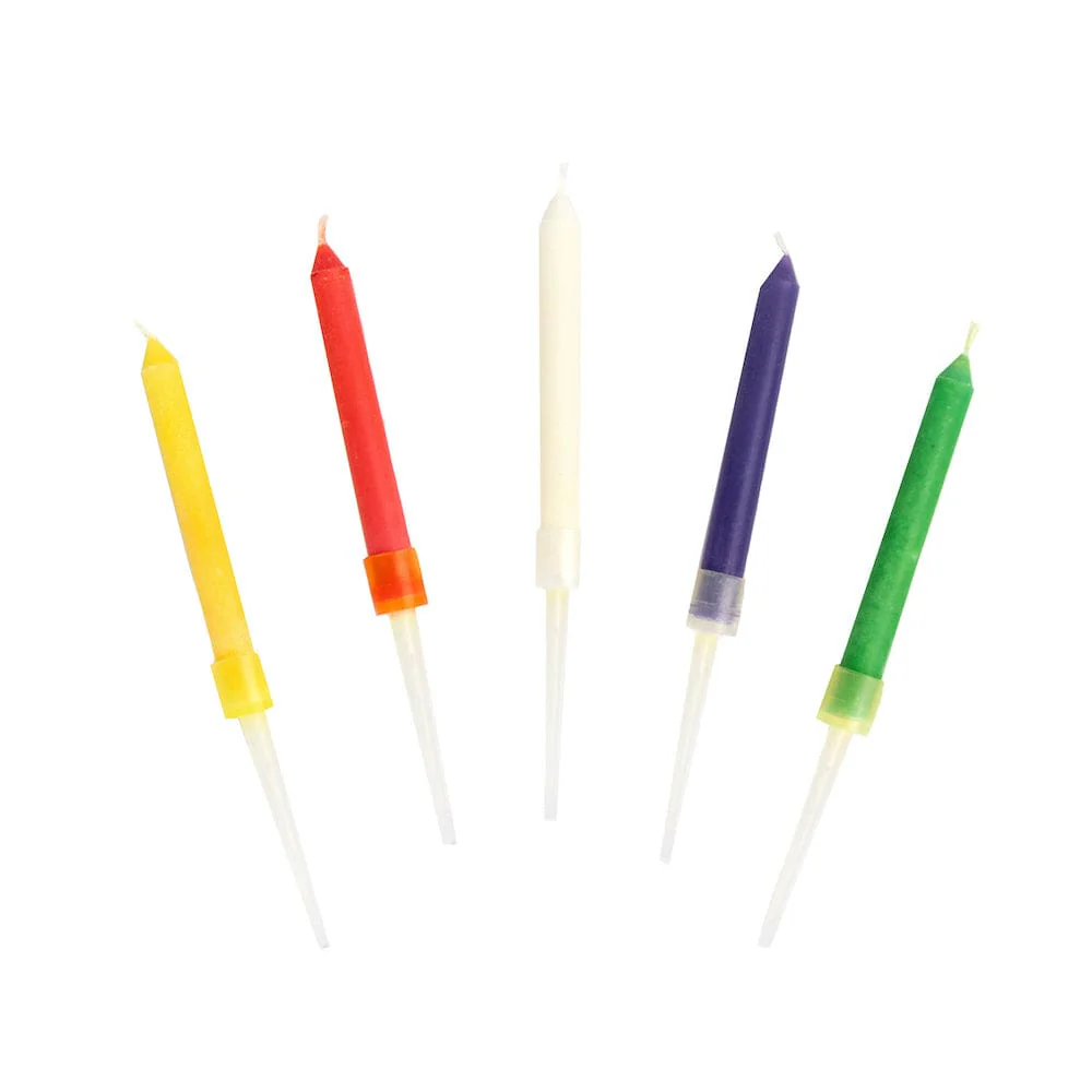 Rainbow Birthday Candles With Coloured Flames - 12 Pack - Image 3