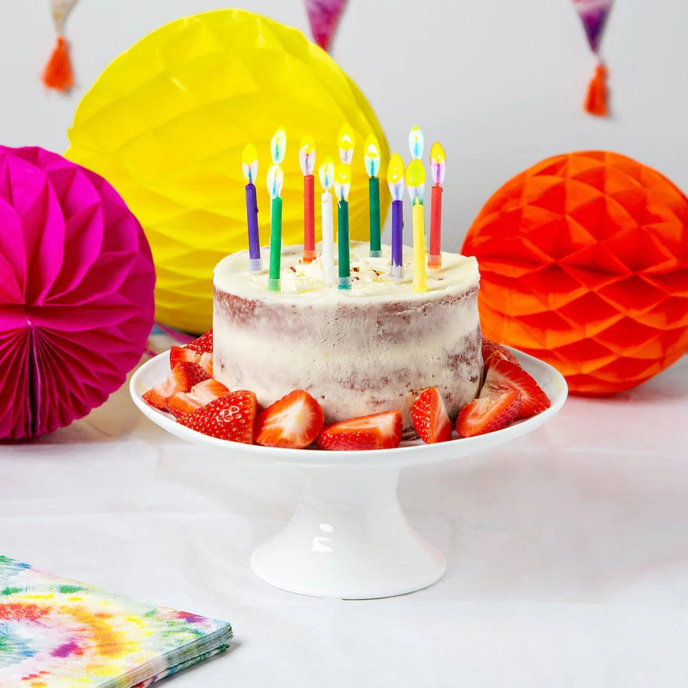 Rainbow Birthday Candles With Coloured Flames - 12 Pack - Image 5