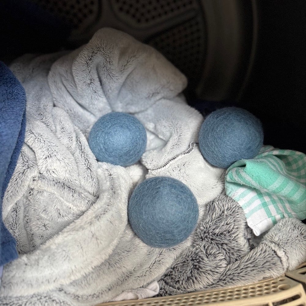 Wool Dryer Balls - Blue Set of 3 & Storage Bag - Image 5