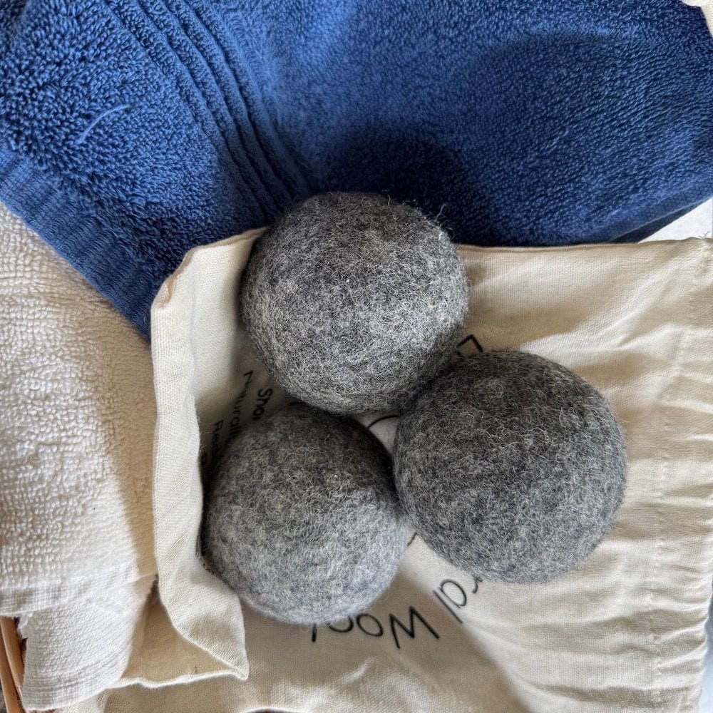 Wool Dryer Balls - Grey Set of 3 & Storage Bag - Image 5