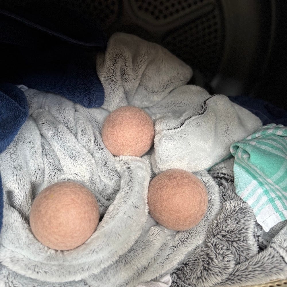 Wool Dryer Balls - Pink Set of 3 & Storage Bag - Image 5