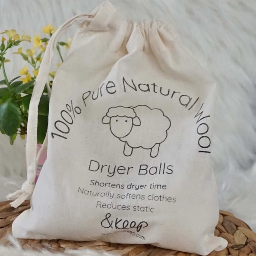 Wool Dryer Balls - Pink Set of 3 & Storage Bag - Image 4
