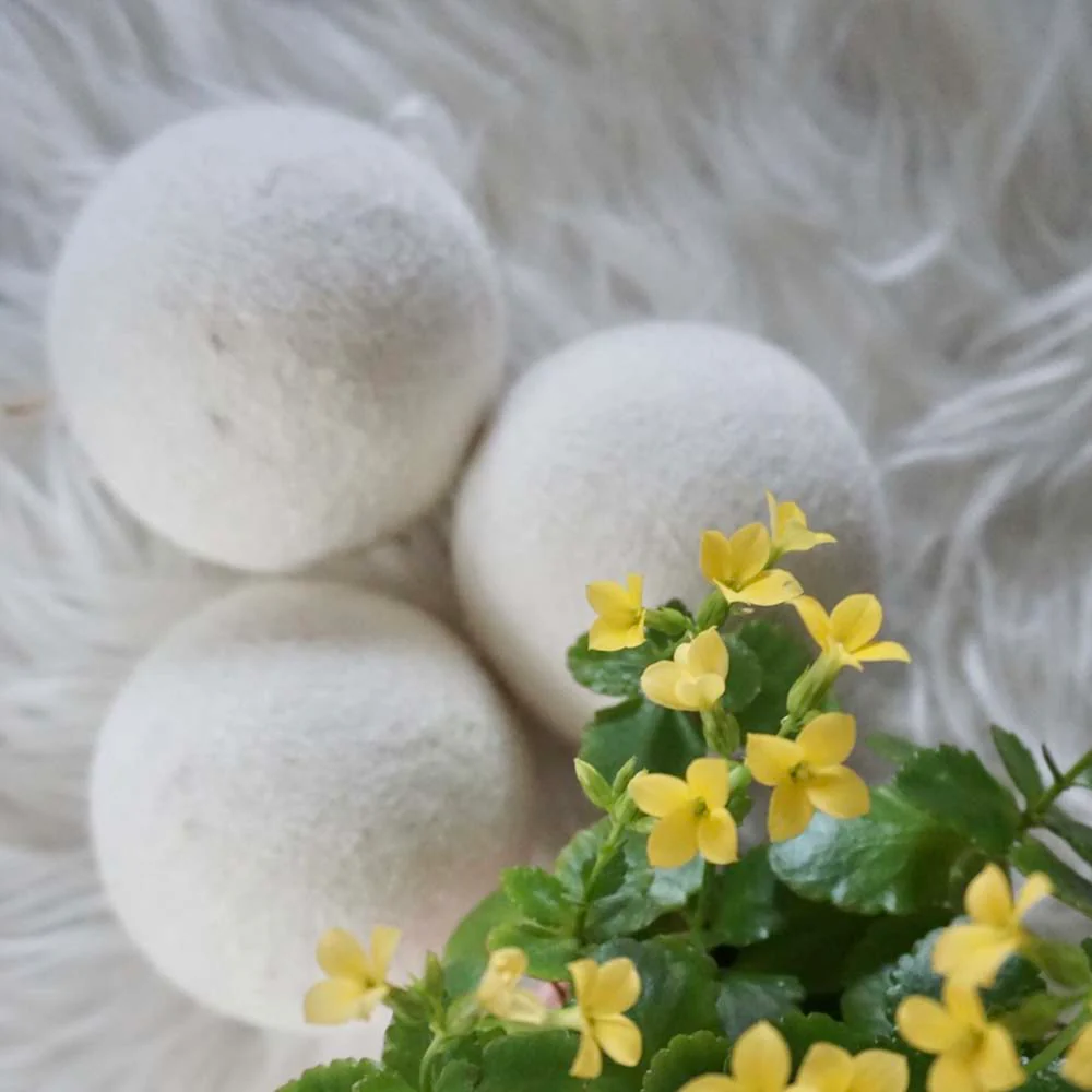 Wool Dryer Balls - Cream Set of 3 & Storage Bag - Image 5